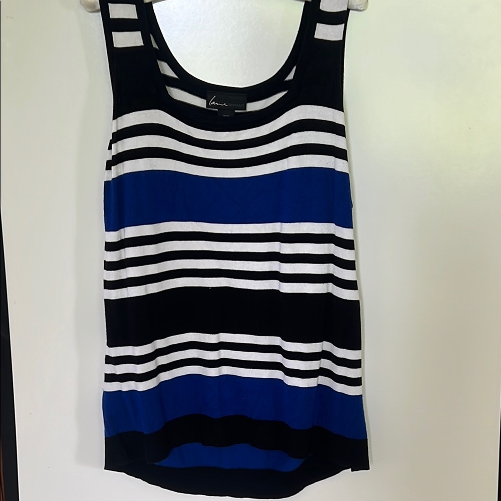 Lane Bryant Black, Blue and White Sleeveless Sweater